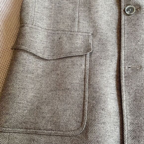 Material London Herringbone Long Coat Formal Dress Pea Coat Winter Formal - Picture 8 of 10